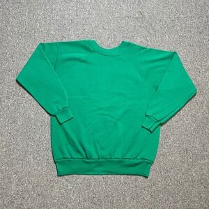 Vintage Pannill Hanes Sweatshirt Large Green Blank Raglan Pullover 80s 90s USA